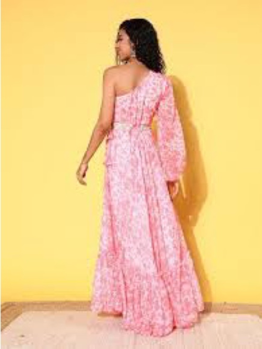 Taylor Pink Floral One-Shoulder Dress